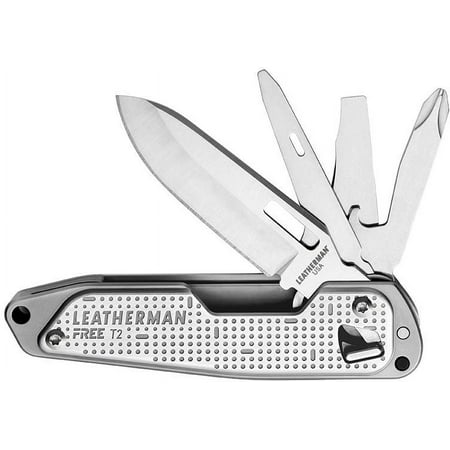 LEATHERMAN, FREE T2 Multitool and EDC Pocket Knife with Magnetic Locking and One Hand Accessible Tools, Made in the USA