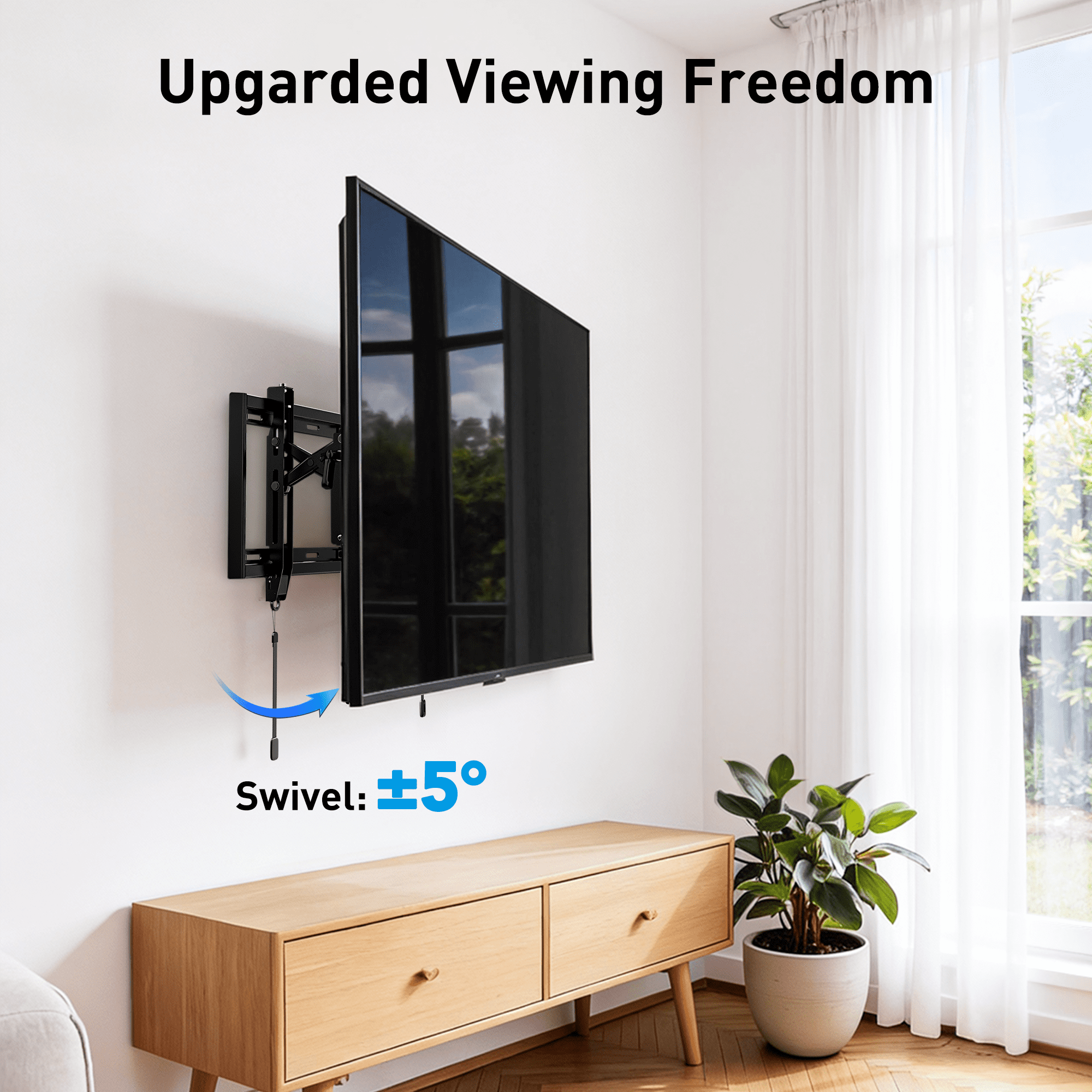 PERLESMITH Extend Tilt & Swivel, TV Wall Mount for 42-100″ TVs, Extension Leveling, Holds up to 160lbs, Fits 16"/24" on Center Stud Widths, UL Certified