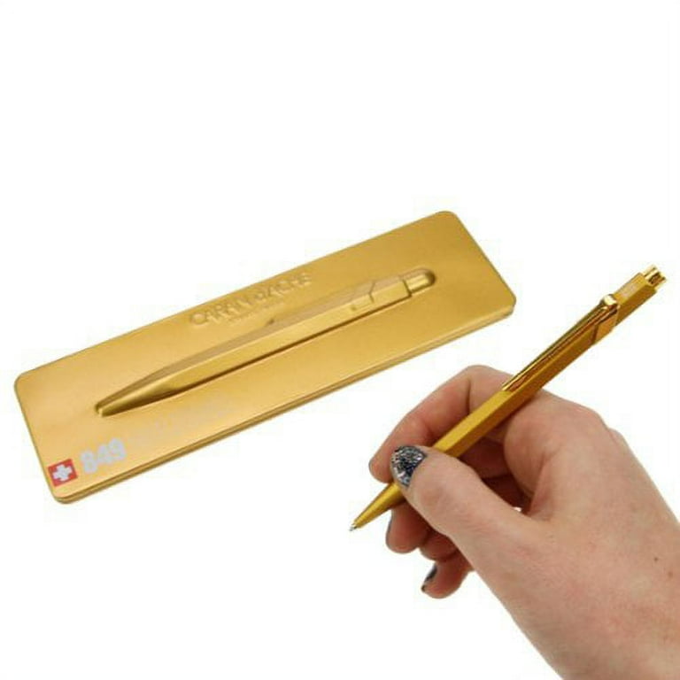 Caran d'Ache Ballpoint Pen, Gold with Gold Slim Box, Count