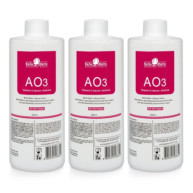 Solución de Peeling Acuático AS1 SA2 AO3 Serum Aquapeel para Cuidado Facial con Máquina de Dermabrasión Limpieza e Hidratación 400 ml Set de 3 Botellas AO3 Elitzia ETAO03
