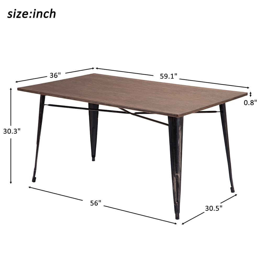 Lowestbest Antique Rectangular Dining Table with Metal Legs, Distressed Black Lowestbest Antique Rectangular Dining Table with Metal Legs, Distressed Black