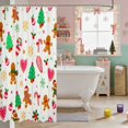 thumbnail image 3 of Erosebridal Christmas Waterproof Shower Curtain 72Wx72L Icon Bathroom Curtain, Teal White, 3 of 5