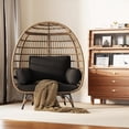 thumbnail image 7 of EastVita Single Standing Egg Chair Outdoor Patio Egg Chair with Cushions Metal Frame Stand Suitable for Balcony Terrace Living Room Black, 7 of 7