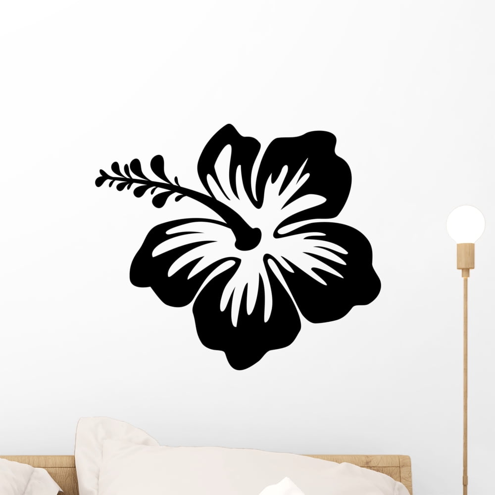 Silhouette Hibiscus Flower Wall Decal by Wallmonkeys Peel and Stick ...