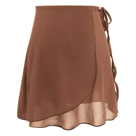 Dpytoraw Women s Tutu Adult Lace Up Style Bag Hip Chiffon Short Training Dress Matching Skirt Floral Print Wrap Mini Skirt Brown