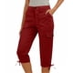 thumbnail image 3 of Pantalones de Cintura Elástica para Mujeres Color Sólido Ropa Casual Bolsillos de Longitud Completa Capris Mujeres Cintura Elástica Capris, 3 of 5