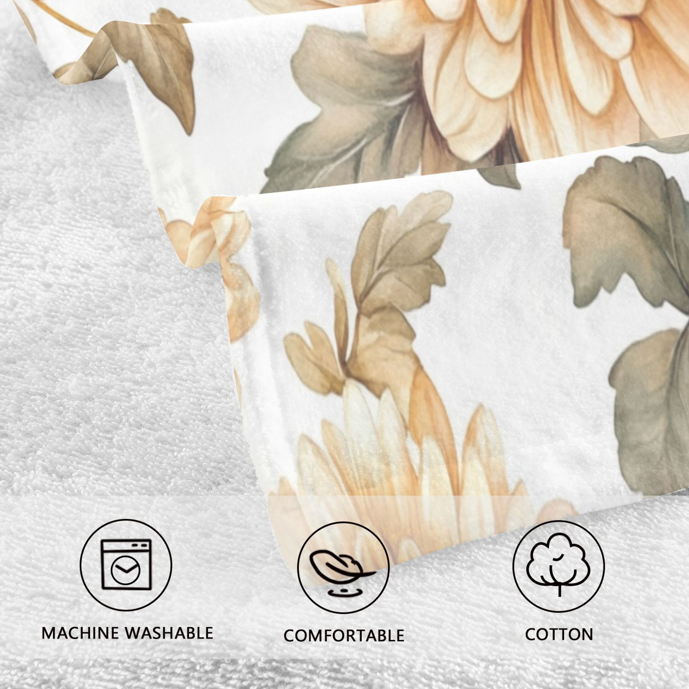 Cotton Towel Two-Piece 16x28 Inch One Sizex2 Face Towel Set Towel Set Cotton Hand Bath Towel Bathroom Beach Maroon Chrysanthemums