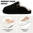 thumbnail image 5 of VANSARTO Women's Fuzzy Suede Slippers Faux Fur Memory Foam Scuff Slippers Warm Winter Slip-On House Shoes with Adjustable Buckle Indoor and Outdoor, Black, Size 9-10, 5 of 6