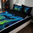 thumbnail image 2 of Manfei Cute Baseball Zipper Twin Comforter Sets with Fitted Sheet and 2 Pillowcases, Sport Number Six Seven Zipper Bedding Set, Black Blue Green, 2 of 7
