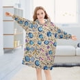 thumbnail image 5 of FORMRS Wearable Blanket Hoodie with Sleeves for Kids Cozy Flannel Sweatshirt, Blue Dice Pattern, 5 of 7