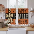 thumbnail image 2 of Happy Halloween Tier Curtains 54 Inch Length, Orange Black Wooden Bow Cafe Short Curtains for Bathroom Over Sink, Small Kitchen Curtain Light Filtering Tiered Drapes 2 Panels 27.5"Wx54"L, 2 of 9