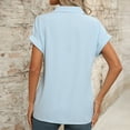 thumbnail image 4 of ZQUUVOU Womens T-Shirts Turn Down Collar Solid Color Casual Loose Sleeve Summer Tops(Light Blue,L), 4 of 4
