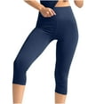 thumbnail image 2 of LIaqionyy Womens Yoga Capri Pants Stretch High Waisted Gym Workout Leggings Solid Color Quick Dry Tights, 2 of 5