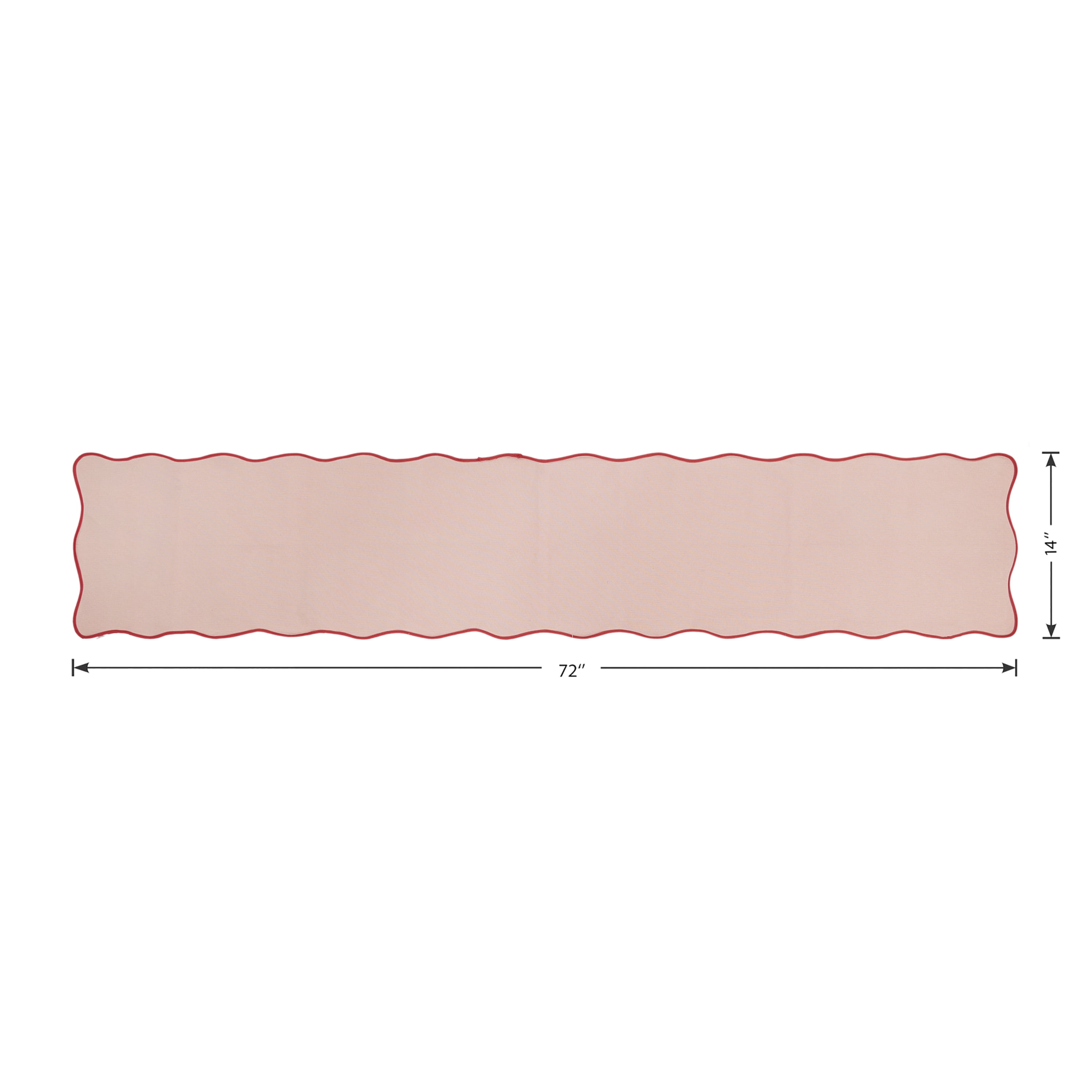 Scallop Table Runner - 14" x 72" - 100% Cotton, Pink & Red
