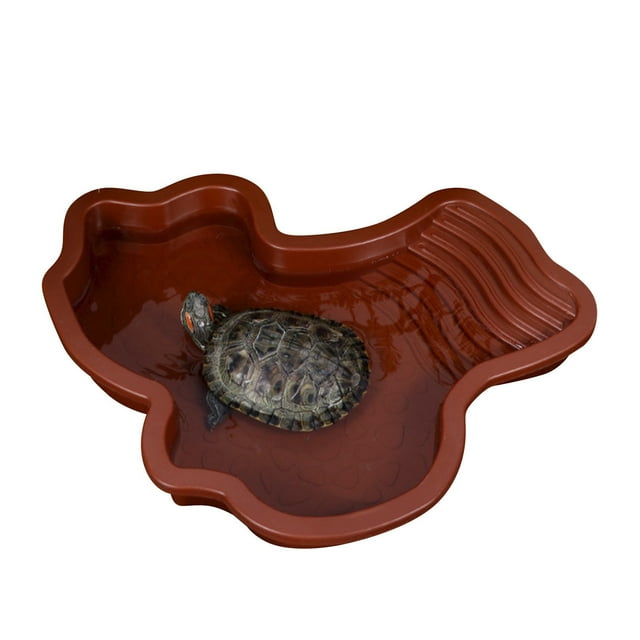 Reptile Water Dish Shallow Bathing Pool Easy Clean Habitat Basin for Tortoise Gecko and Pet