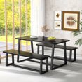 thumbnail image 1 of Costway 3 Pieces Dining Table Set 63" Large Table and 2 Long Benches for 4-6 People Black, 1 of 8