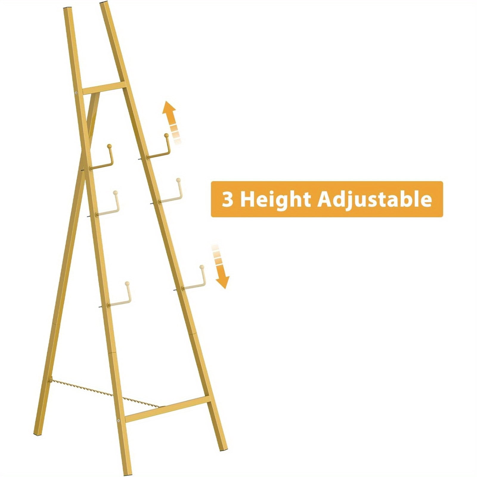 46" H Adjustable Metal Floor Standing Easel with Chain Support, Perfect for Showcasing Pictures, Artwork, Wedding Sign, Gold