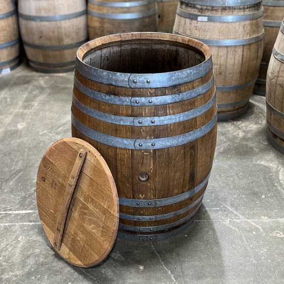 Wine Barrel Trash Can