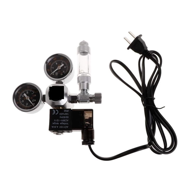 Régulateur de CO2 Aquarium DIY Solénoïde Magnétique Valve de Contrôle Accessoires de Réservoir de Poissons Valve de Réduction de Pression CO2, Installation Facile