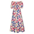 thumbnail image 4 of Robes Bohèmes à Fleurs pour Femmes, Épaules Dénudées, Fluides, Ligne A, Plage, Fête, Robe Maxi, Robes de Retour à la Maison, 4 of 7