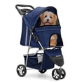 thumbnail image 1 of MoNiBloom - carro de 3 ruedas para mascotas, plegable para perros y gatos, con cubierta para el clima para todas las estaciones, cesta de almacenamiento y soporte para vasos, malla transpirable y, 1 of 5