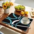 thumbnail image 5 of Placemats Set of 4, Turquoise Black Geometric Circle Place Mats Modern Abstract Lines Tablemats Washable Placemat Table Decoration for Kitchen Table Dinner Party Home Decor Indoor Outdoor 13x19 Inch, 5 of 9