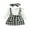 Noir Blanc, variante sur goowrom Ensemble de Vêtements pour Tout-Petit, Barboteuse à Manches Longues Côtelée Unie à Volants + Jupe à Bretelles à Carreaux + Bandeau