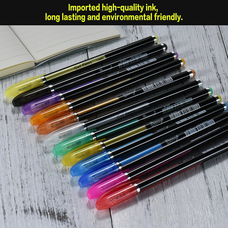 Kunyida Gel pens for Adult Coloring Book with Case,Including Metallic,  Pastel, Neon, Glitter,1.0 mm Fine Point Tip,48 PCS : Office Products 
