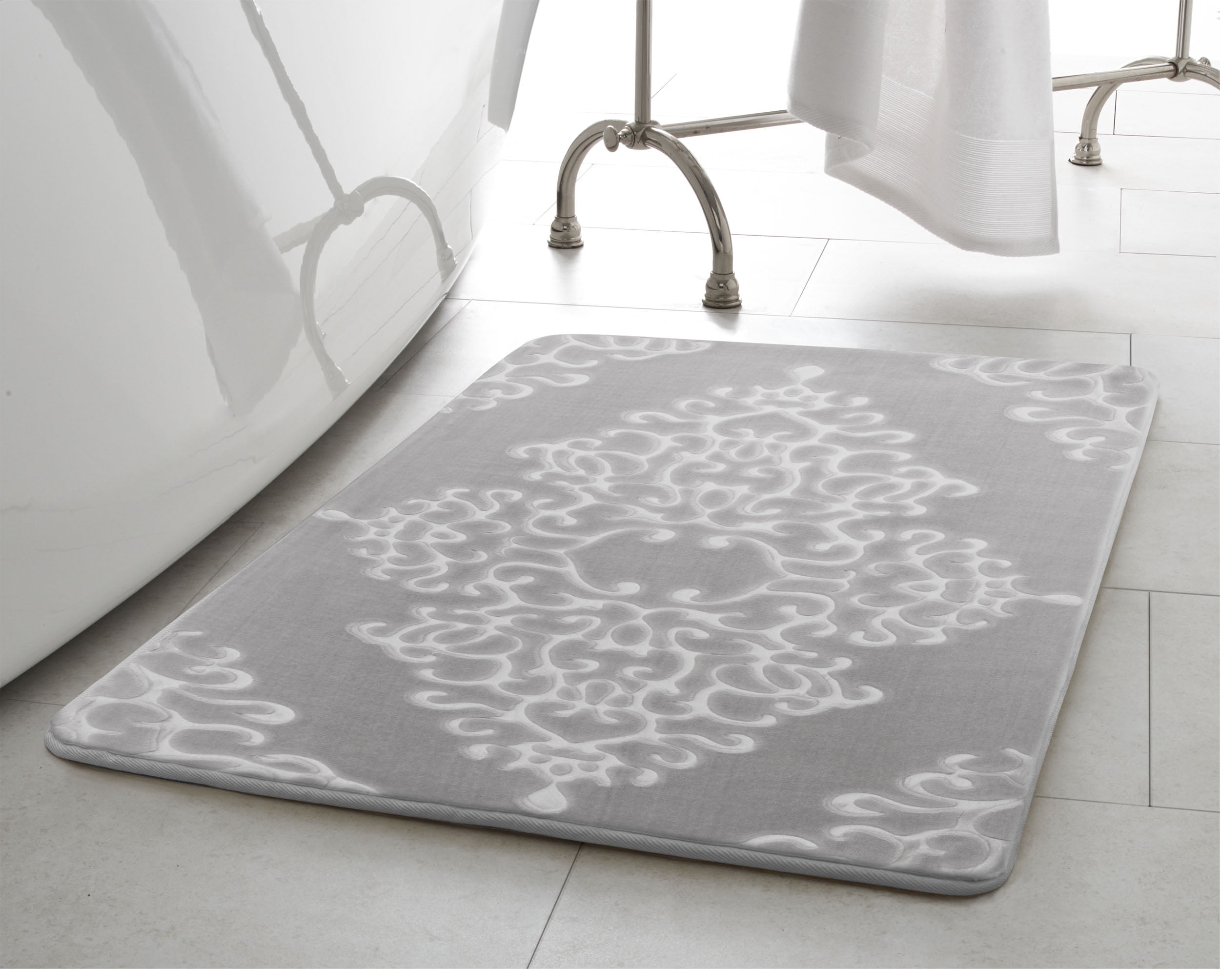 Gear New Pattern Damask Pink Bath Rug Mat No Slip Microfiber Memory Foam Gear New Pattern Damask Pink Bath Rug Mat No Slip Microfiber Memory Foam