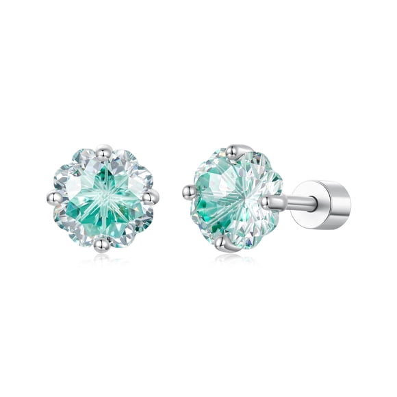 Arete de Trébol Roscado para Dormir de Plata Esterlina 925