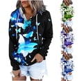 thumbnail image 6 of Women Hoodies Clearance V-Neck Pullover Hoodies Tie-Dye Sweatshirts Drawstring Long Sleeve Tops, 6 of 6