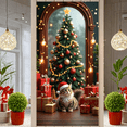 thumbnail image 6 of Christmas Tree Design Christmas Banner Red Gold Color Xmas Display Festive Lights Gift Boxes Holiday Backdrop for Christmas Party Home Indoor Family Gathering, 6 of 9