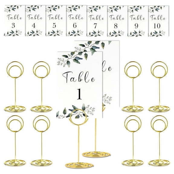 Elegant Gold Table Number Holders - 10-Pack Place Card & Paper Stands for Weddings, Events & Parties,10 * Place Card & Paper Stands,Gold