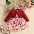 thumbnail image 2 of Karoyedx Baby Girls Clothes Baby Girl Outfits 2pcs Clothing Set for Toddler Girl Print Dress & Cardigan Christmas Gift Red Size,2-3 Years, 2 of 6