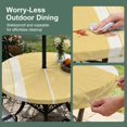 thumbnail image 5 of Round Outdoor Tablecloth with Umbrella Hole and Zipper, Vintage Pale Blue Striped Tablecloth with Elastic Waterproof, Farmhouse Modern Stripes Boho Patio Table Covers for 31" - 35" Pool Tables, 5 of 9