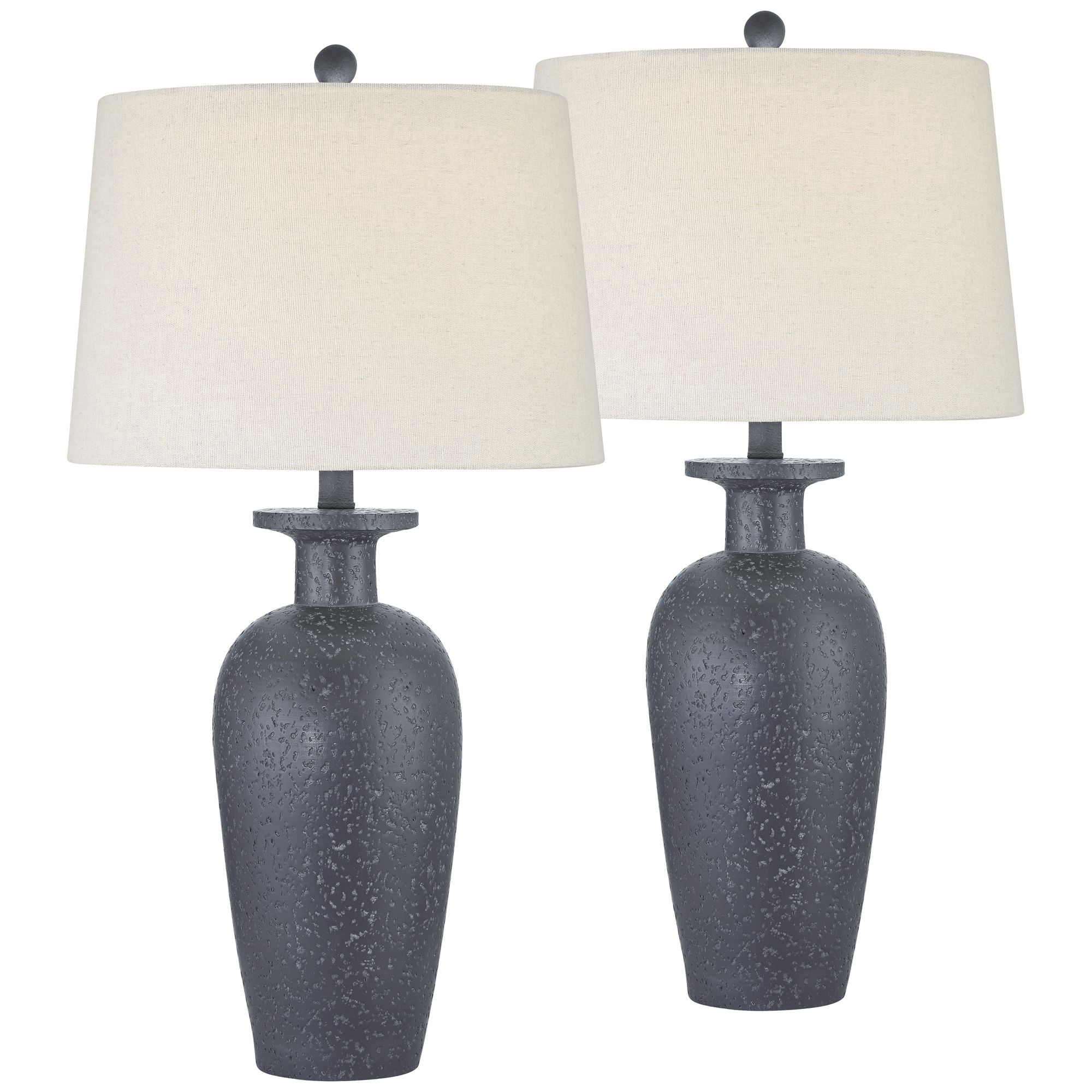 360 Lighting Glenwood 28" Tall Farmhouse Rustic Country Cottage 3-Way Table Lamps Set of 2 Charcoal Gray Living Room Bedroom Bedside White Shade
