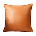 thumbnail image 2 of Dtchengua Modern Solid Color Throw Pillow - Faux Leather Decorative Pillow for Sofa & Bed, Mid-Century Style Accent Cushion, 18x18 Inch, Easy to Clean(Orange), 2 of 6
