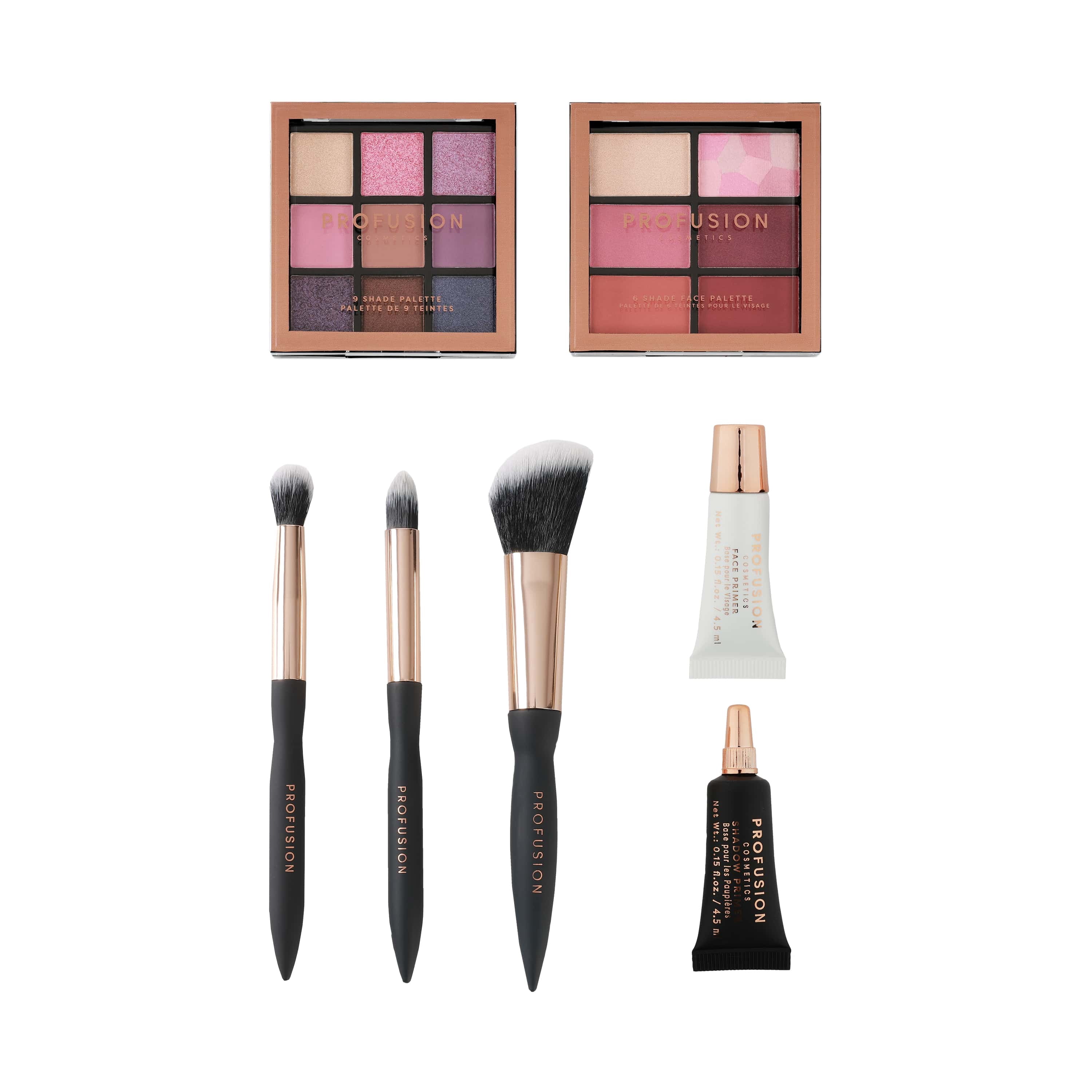 Profusion Cosmetics Artistry On The Go Makeup Kit, 9 Shade Eyeshadow & 6 Shade Face Palettes with Brushes and Primers, Travel-Friendly & Vegan Beauty Set, In The Cosmos