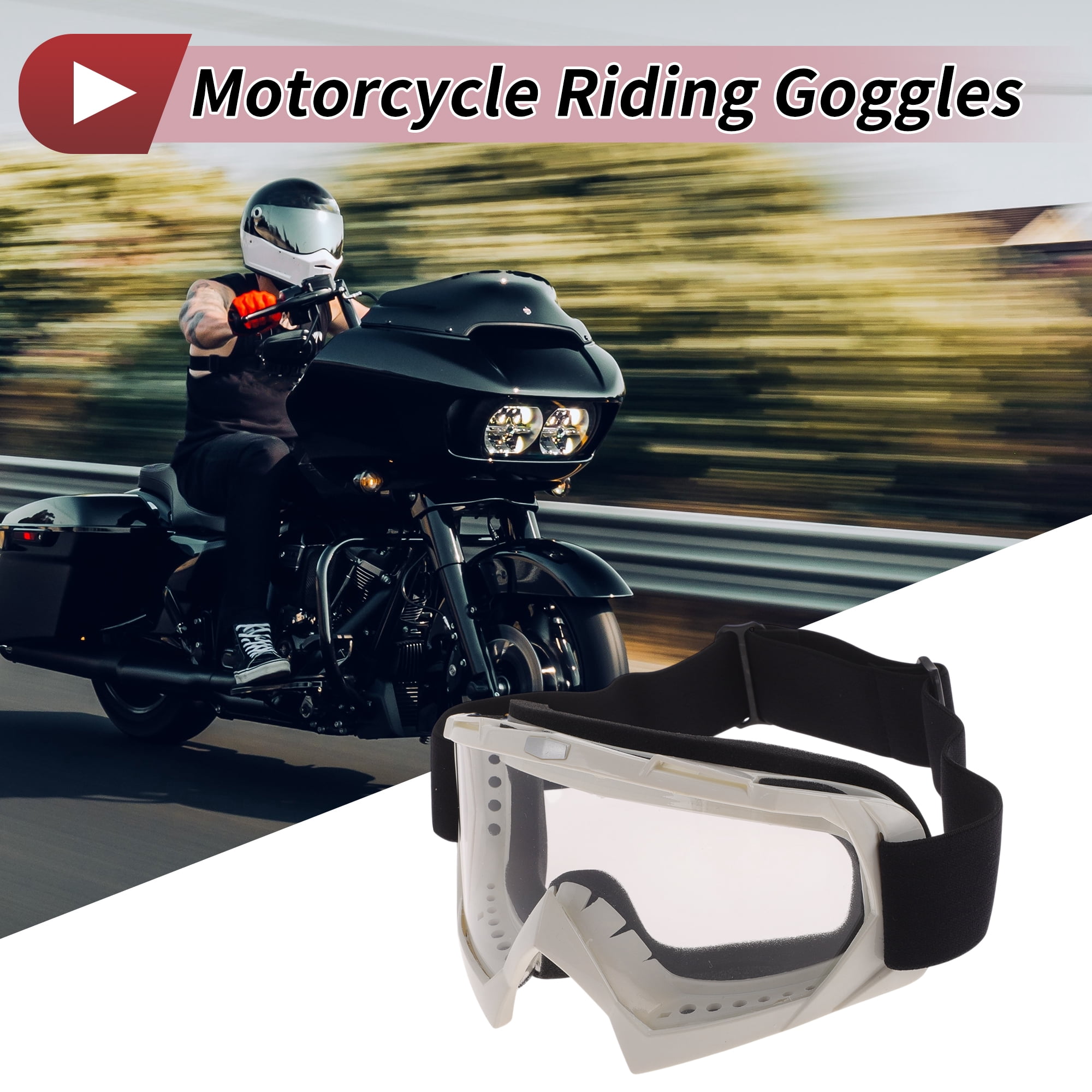 Unique Bargains Motorcycle Riding Goggles PC TPU Cycling Sunglasses Clear Lens White Frame