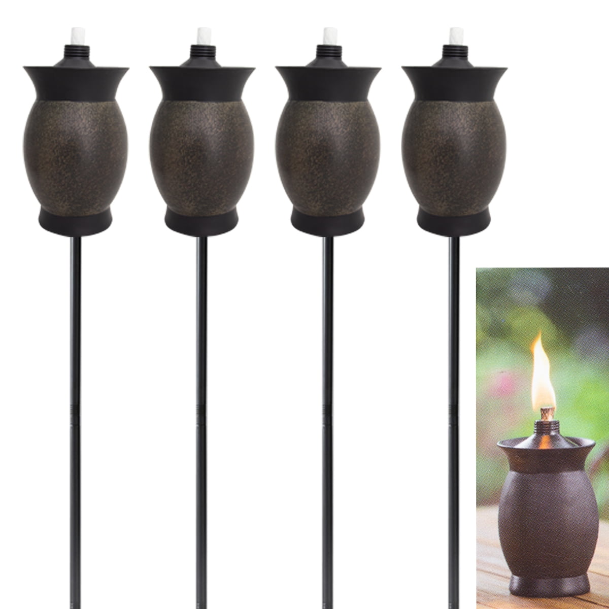 3 In 1 Tiki Torches 8 Inch Outdoor Table Lamp 50 Garden Torch 64 Yard Post Light Tropical Decor For Patio