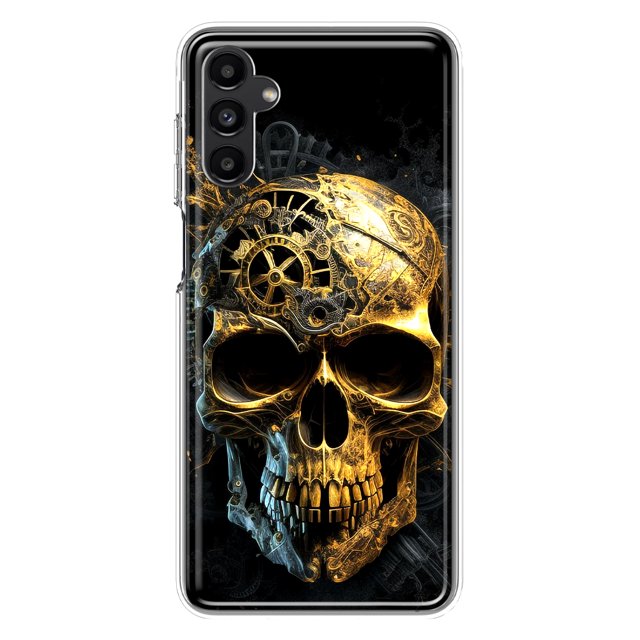 MUNDAZE Samsung Galaxy A14 5G Steampunk Skull Science Fiction Machinery Double Layer Phone Case Cover