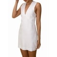 thumbnail image 3 of Women'S Summer Sleeveless Mini Dress Cotton Linen V Neck Cinched A Line Slim Tank Short Dress White XL, 3 of 7