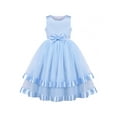 thumbnail image 1 of Robe Fille Bleue Nœud Papillon Fête Concours Robe de Bal Mariage Princesse 10 Ans, 1 of 5