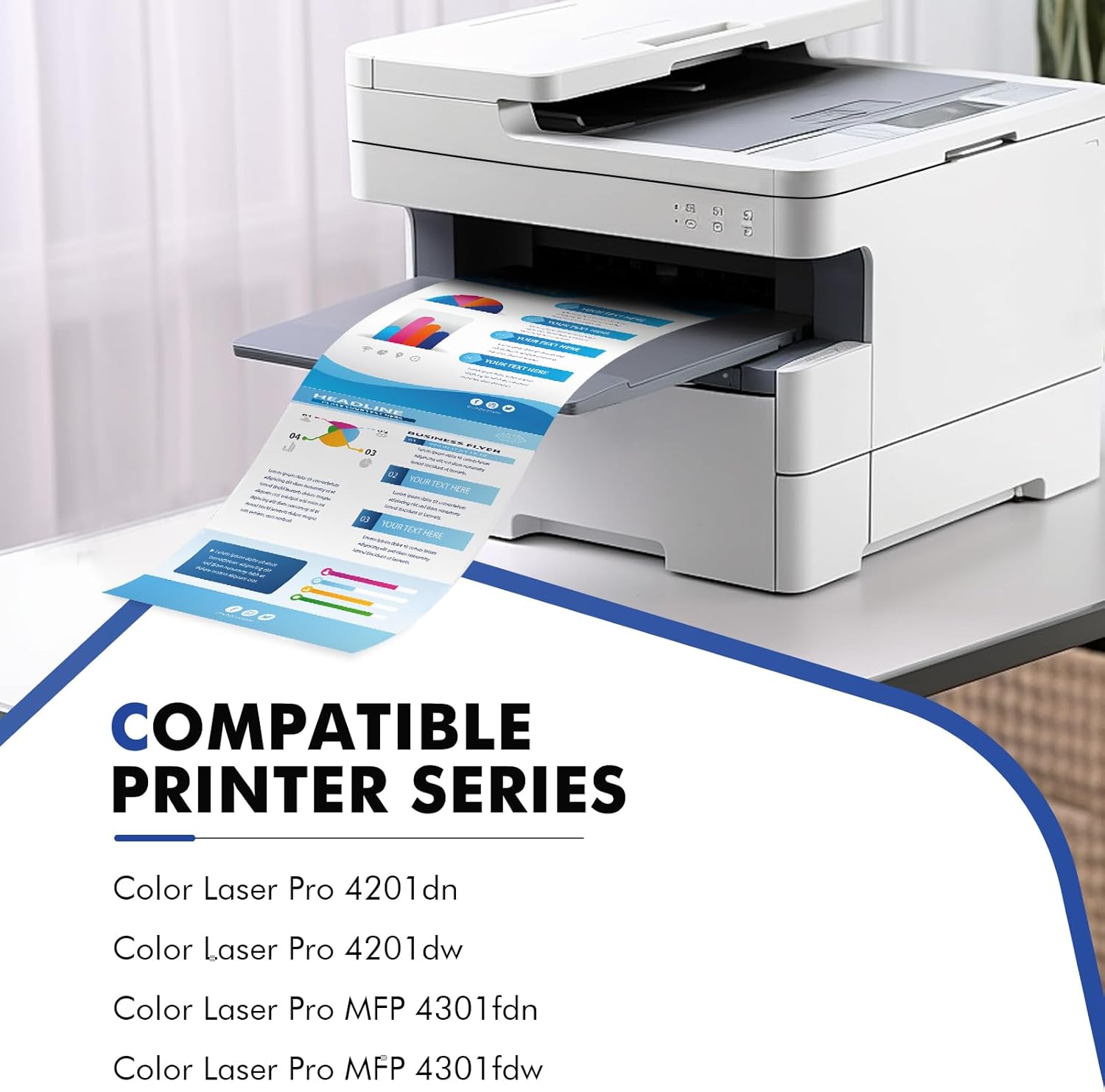 Compatible for HP 210X Toner Cartridges 210A 210 Toner Cartridges 4 Pack High Yield for Color LaserJet Pro MFP 4301fdw 4301fdn Pro 4201dw 4201dn Printer W2100X W2100A Ink (with Chip)