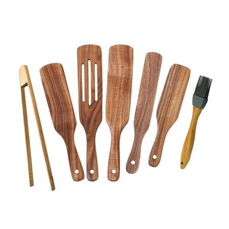

Wooden Spurtle Non-Stick Kitchen Utensil Set with Slotted Spurtle Spatula Sets for Serving and Cooking ( 7)