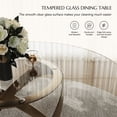 thumbnail image 4 of POVISON-51"Modern Round Glass Dining Table for 4, Tempered Glass Circle Dining Room Table for Kitchen, Transparent Glass Kitchen Table, Bronze X Carbon Steel Base, 4 of 8