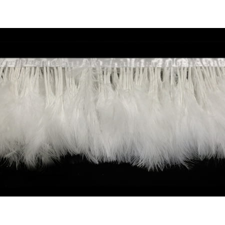 - 1 Yard - White Marabou Turkey Fluff Feather Fringe Trim