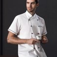 thumbnail image 4 of Kitchen Chef Coats Double-breasted Short Sleeve Working Clothes Kitchen Chefs Wear Cook Works Clothing for Restaurant Hotel Use White M, 4 of 7
