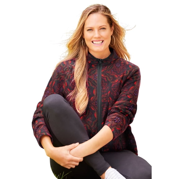 Catherines Women's Plus Size Micro Fleece Zip Jacket