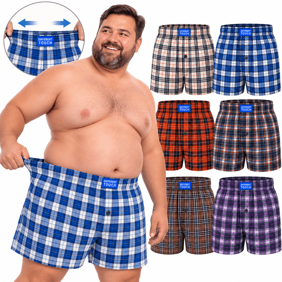 Different Touch Men's Big and Tall Cotton Boxer Shorts Underwear 6-Pack